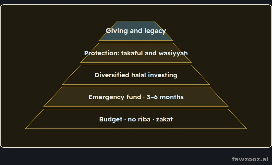 The halal financial security pyramid, built from the base up.