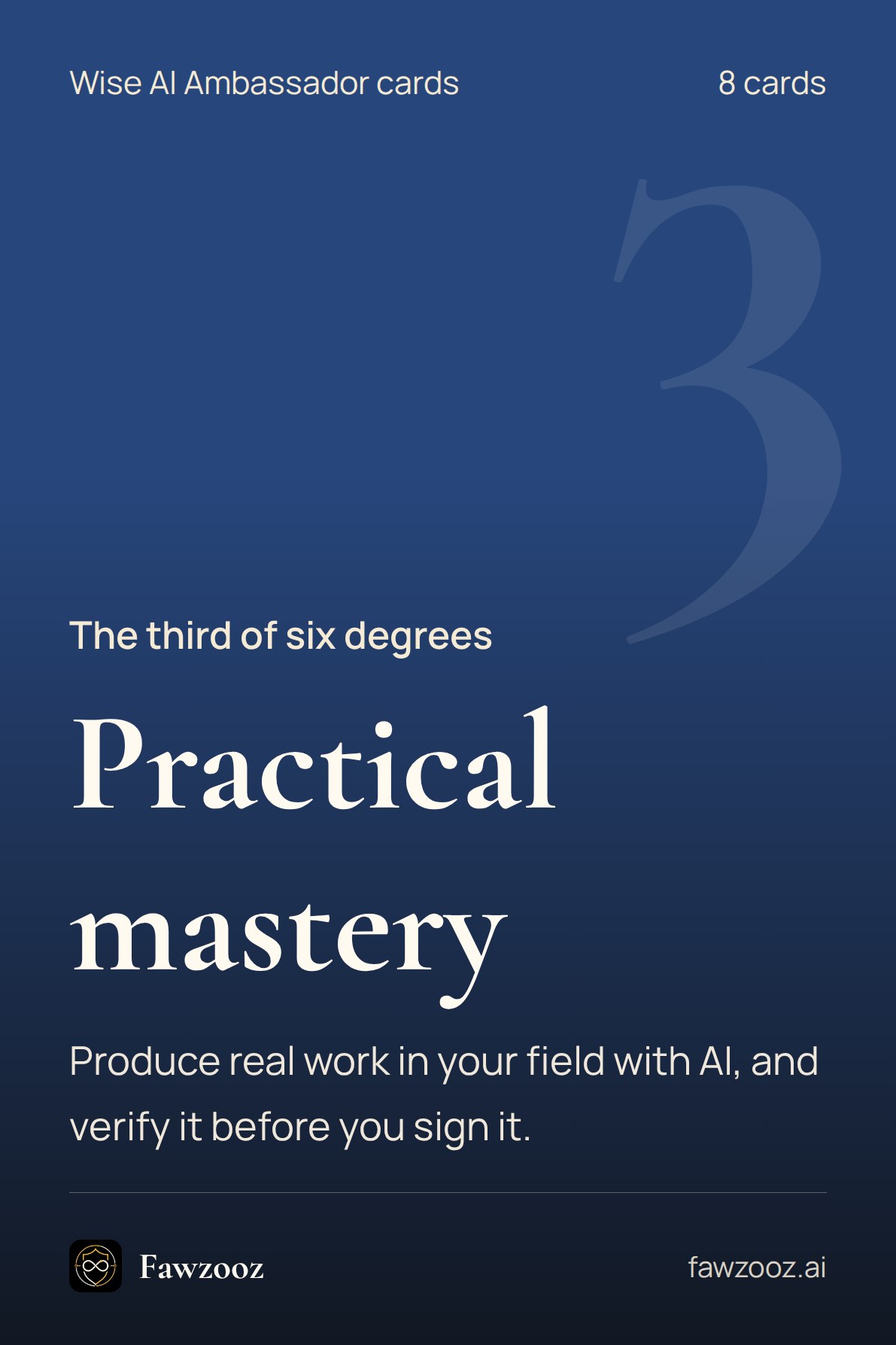 Practical mastery · Cards for the third degree of the Wise AI Ambassador